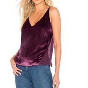 J Brand Plum Purple Lucy Viscose Velvet and Real Silk Tank Top Camisole
